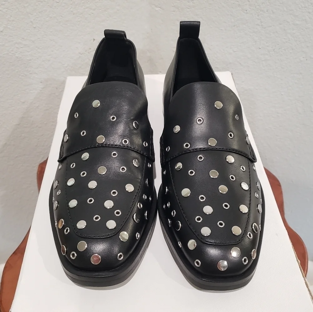 NWT in Box 3.1 Phillip Lim Women's Alexa Studded Apron Toe Black Loafer … - Picture 7 of 12